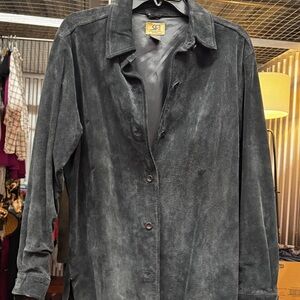 Black Suede Button Up Layer